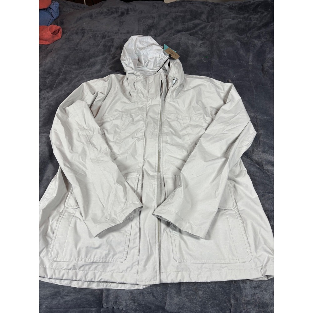 Prana Women's Medium Beige Hooded Lightweight Rain Jacket Coat Shell